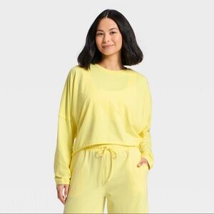 Women's Washed Jersey Long Sleeve Top - JoyLab™ Yellow XXL